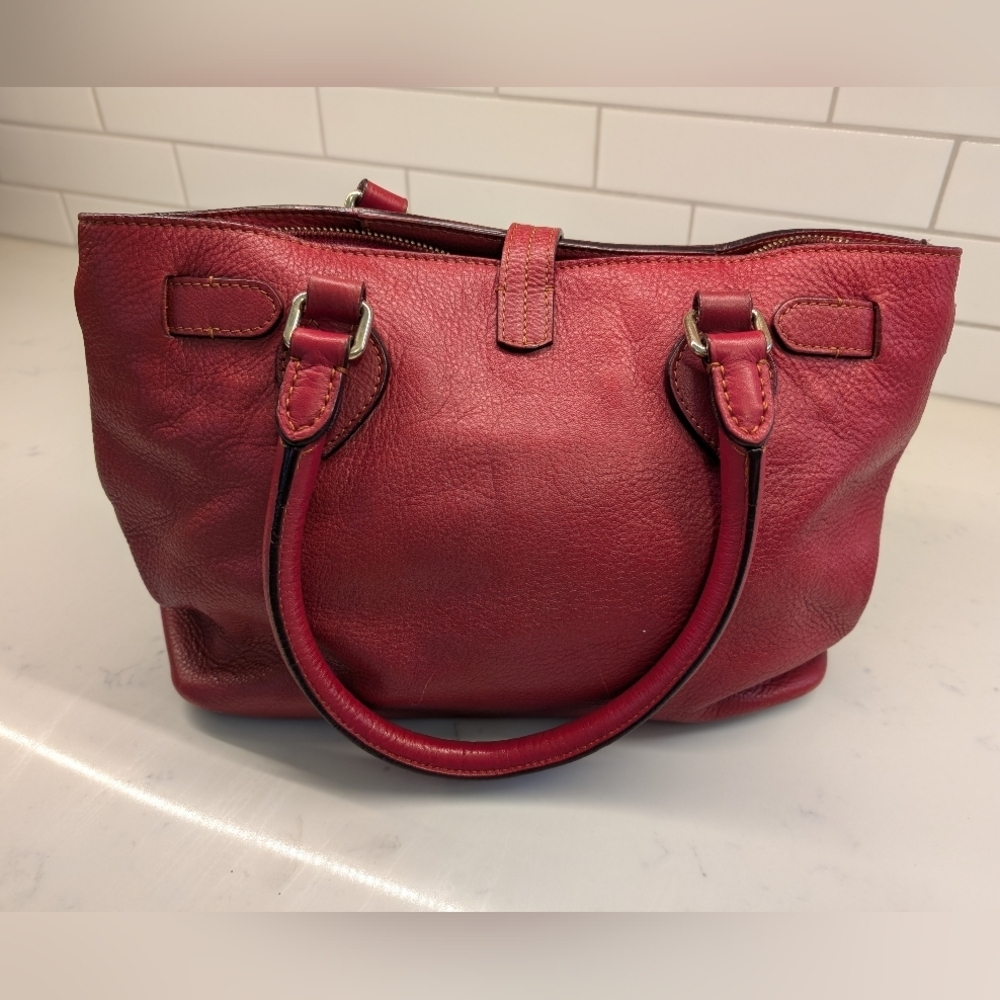 Dooney & Bourke VTG Red Leather Tote Bag, Made In Italy, EUC - Picture 3 of 13